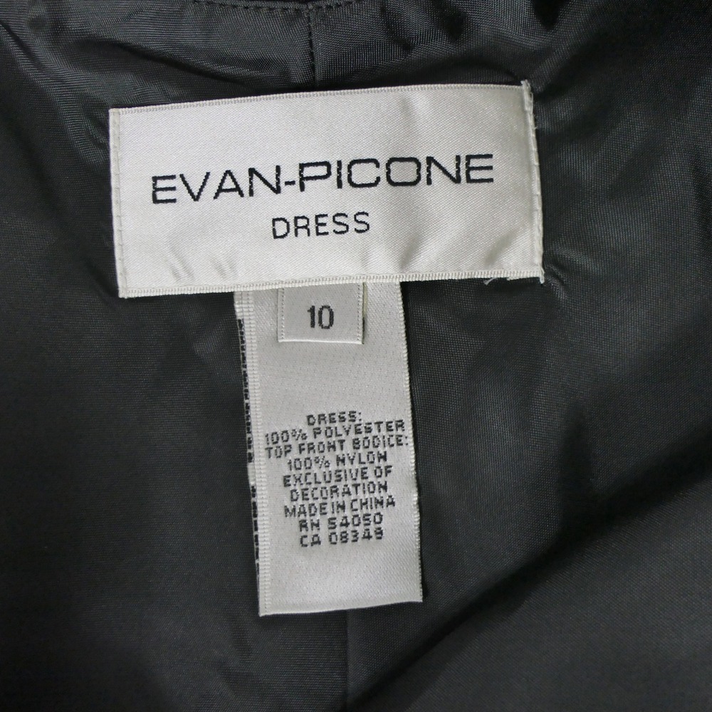 Evan-Picone Womens Cocktail Dress 10 Black Beaded Illusion Cowl Back Party NEW - Picture 2 of 8